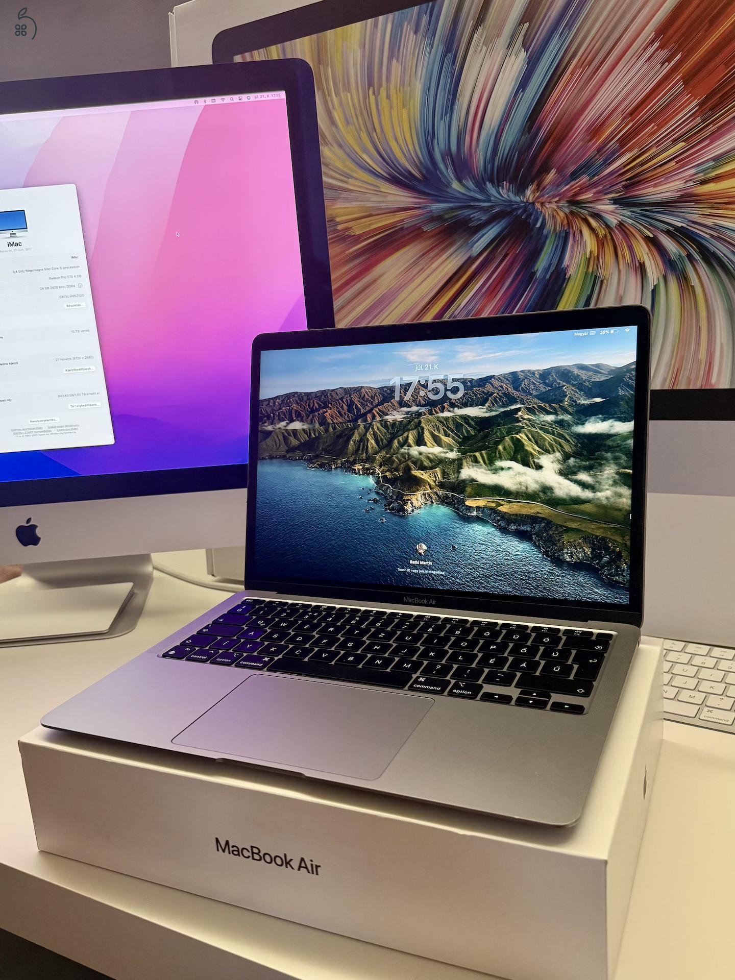 Apple MacBook Air 13” M1 (2020) | 8 GB RAM | 512 GB SSD | Doboz, számla |