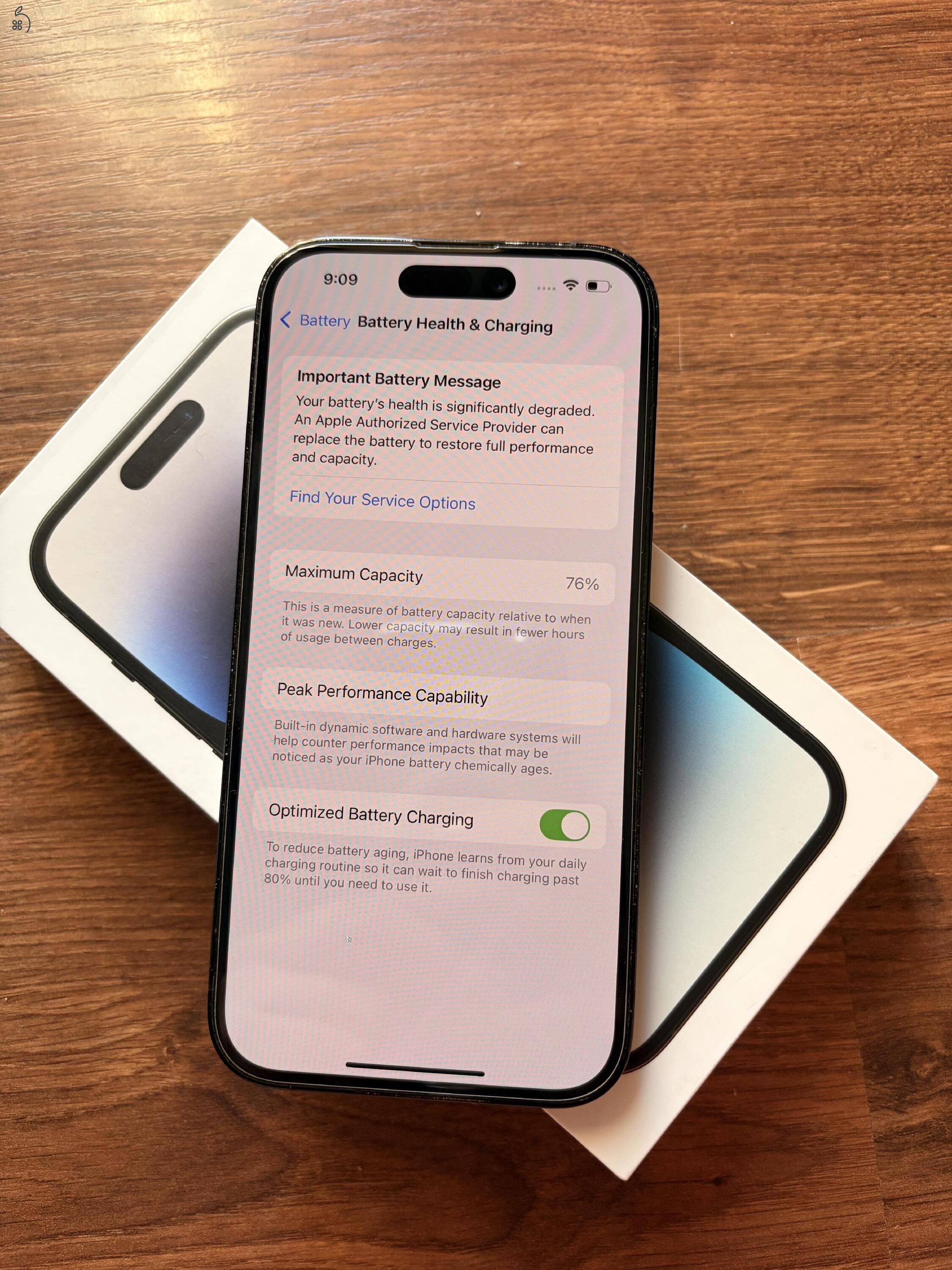 iPhone 14 Pro 256 GB Space Black 76% akku, kártyafüggetlen