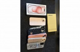 Apple iPhone 15 128 GB Pink - 87% akkumulátor - 7db extra tok és 2 üvegfólia / Független