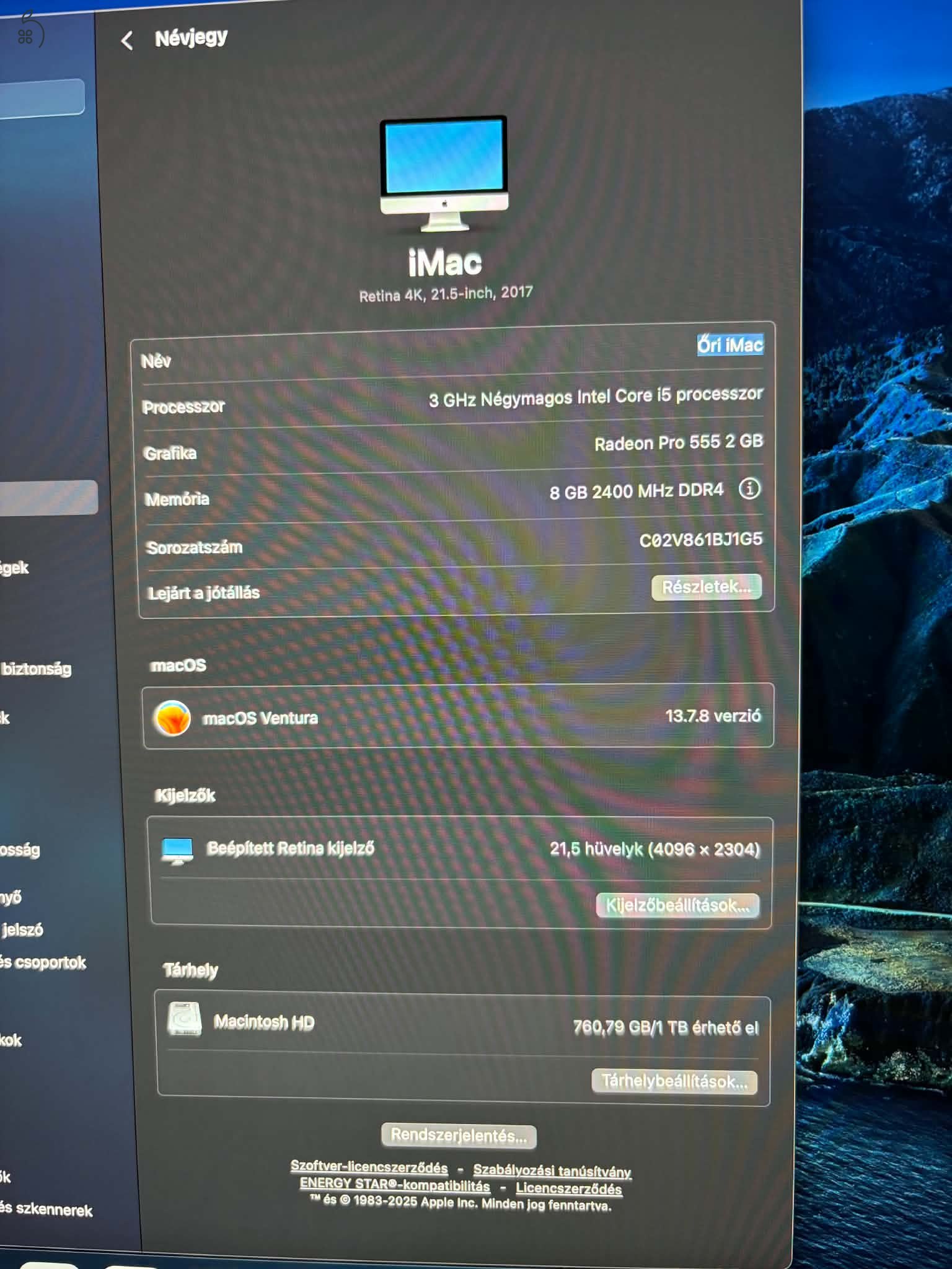 2017-es Apple iMac 4K 21,5