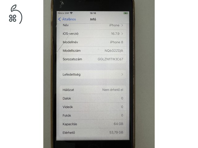 iPhone 8 64 GB független, sérült