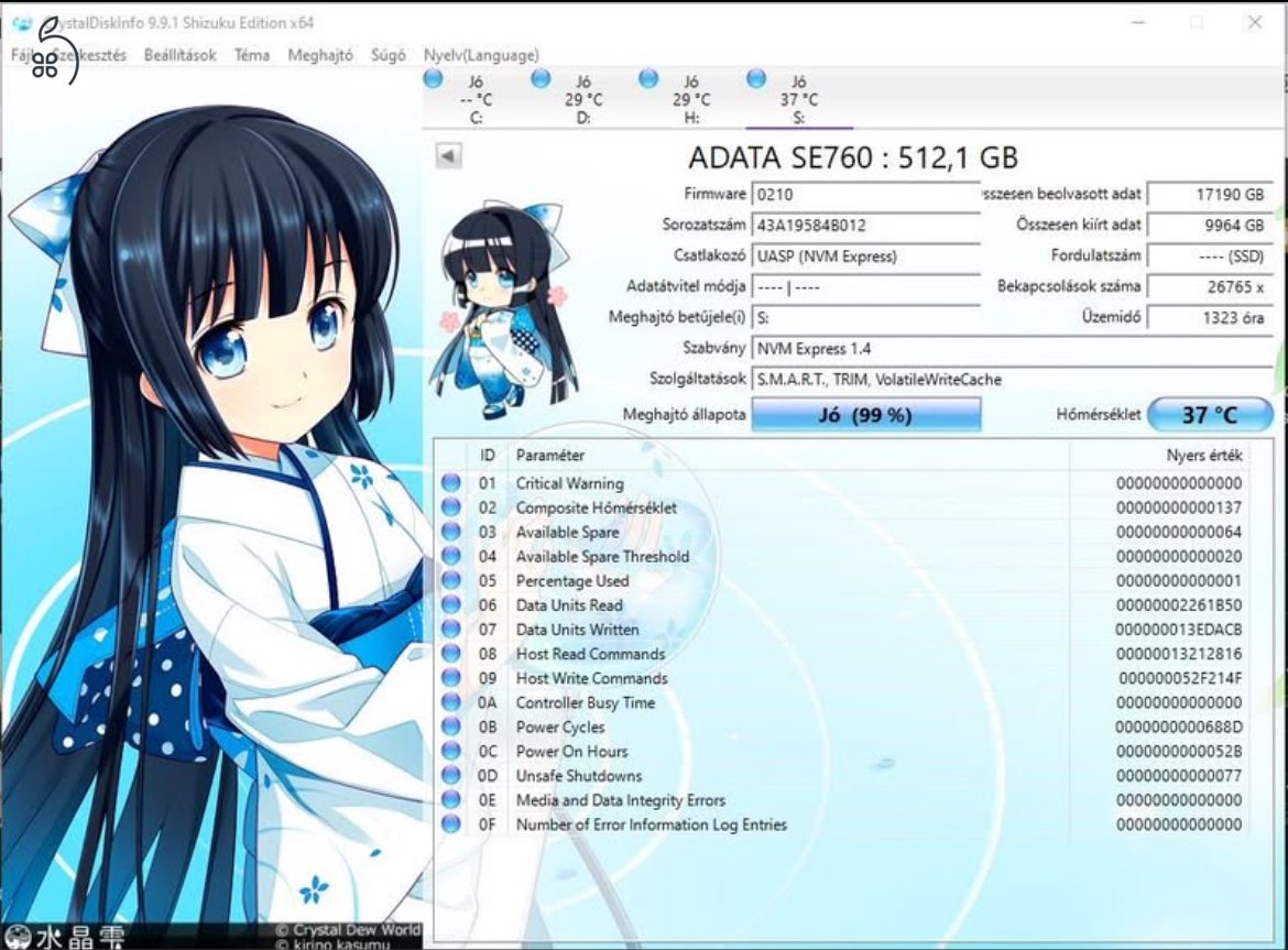 Hordozható SSD ADATA SE760 512 GB Type-C