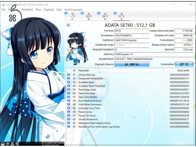 Hordozható SSD ADATA SE760 512 GB Type-C