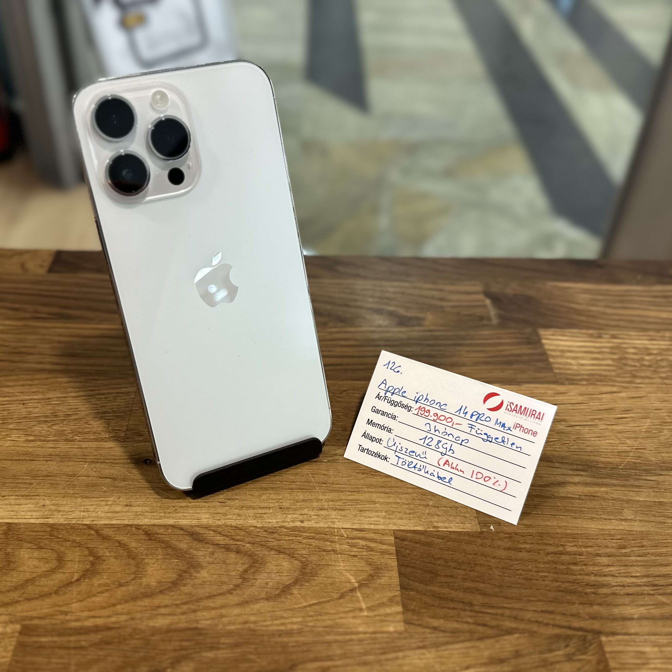Apple iPhone 14 Pro Max - 128GB - Ezüst - Újszerű - 100% akku ( 126.)