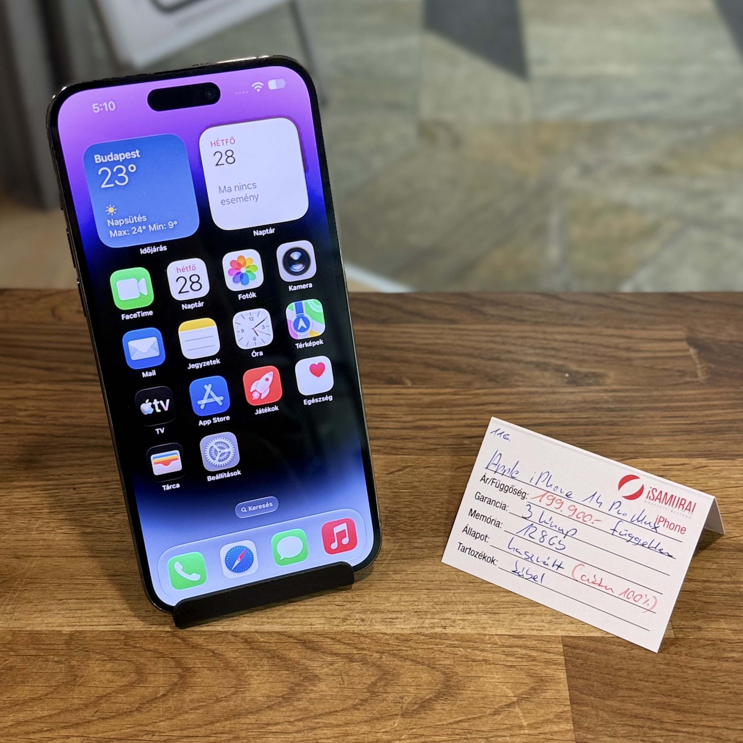 Apple iPhone 14 Pro Max - 128GB - Lila - 100% akku ( 116.)