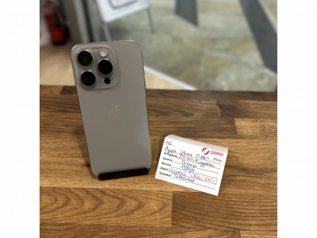 Apple iPhone 15 Pro - 128GB - natúr titán - Független - Akku 100% ( 116.)