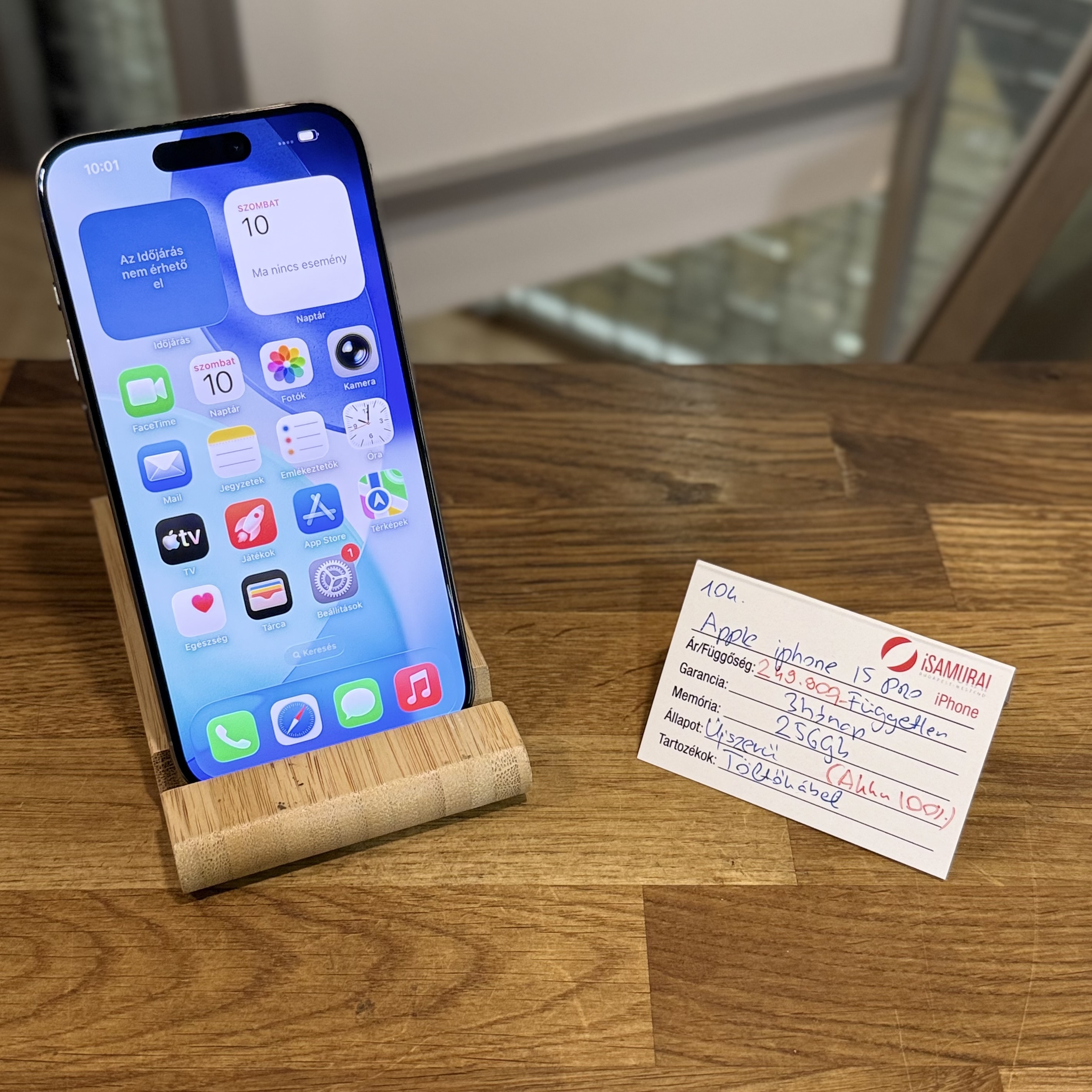 Apple iPhone 15 Pro - 256 GB - natúr titán - Független - Akku 100% ( 104.)