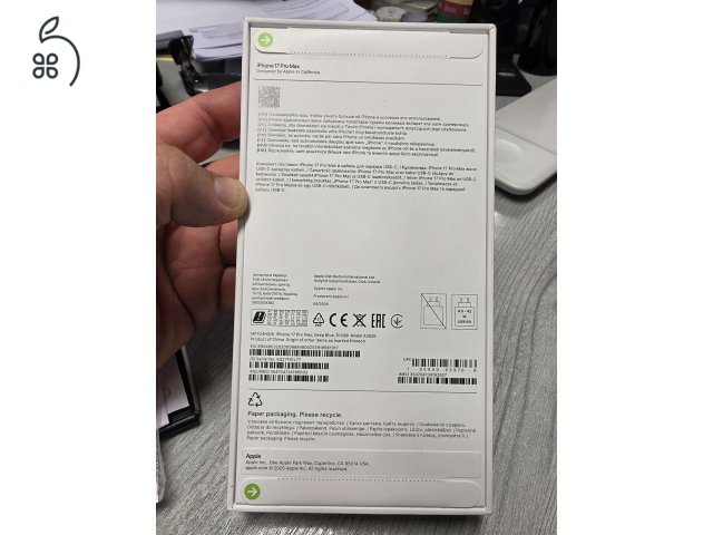 Apple iphone 17 Pro Max 512GB, Dual Sim (nano és e-sim), Új, Független, 3 év garanciával, mélykék színben, bontatlan dobozában gyári tartozékokkal eladó !