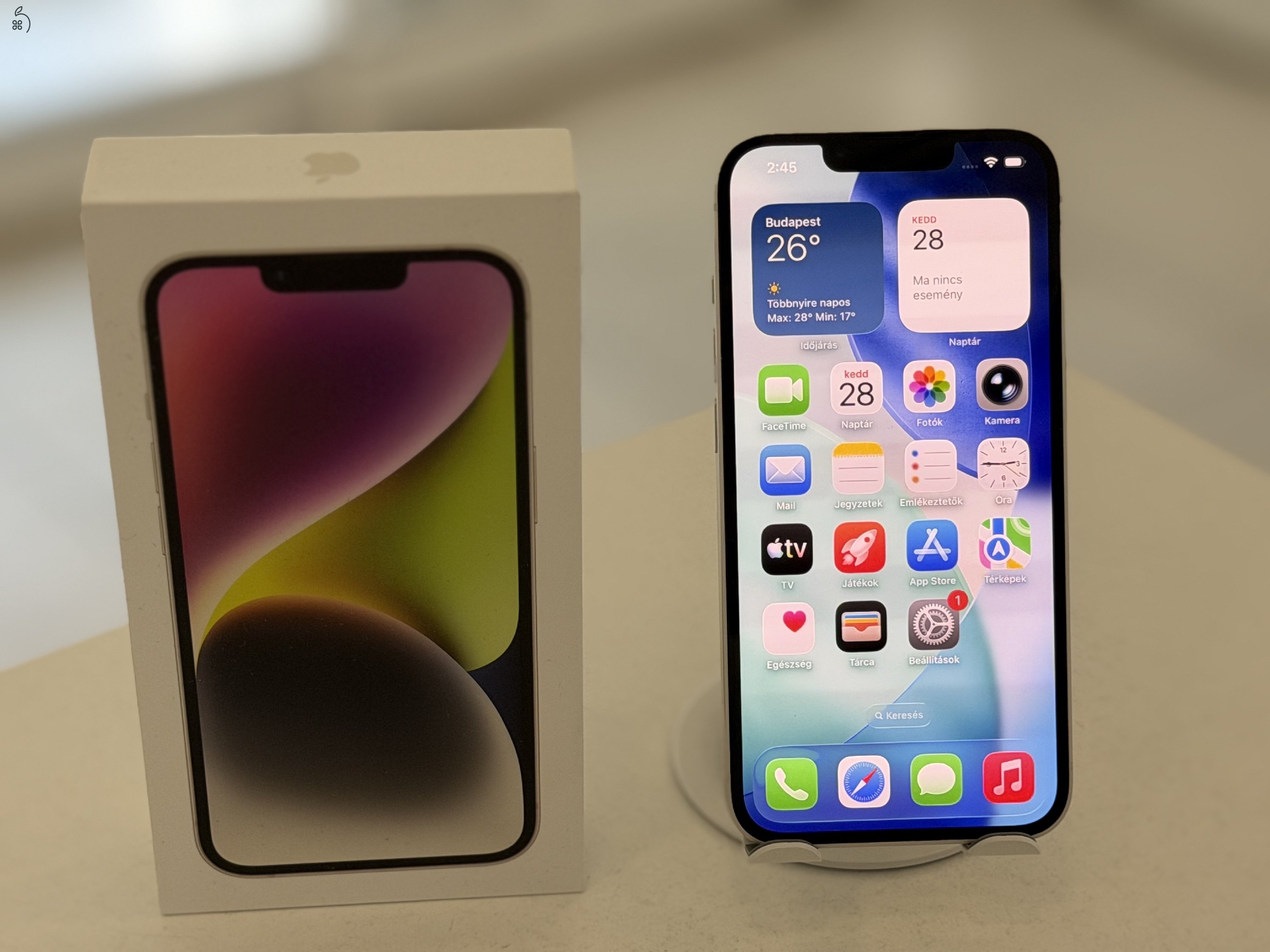 iPhone 14 128GB Független Nagyon Szép/1 hónap gar./Akku 100%/p4962