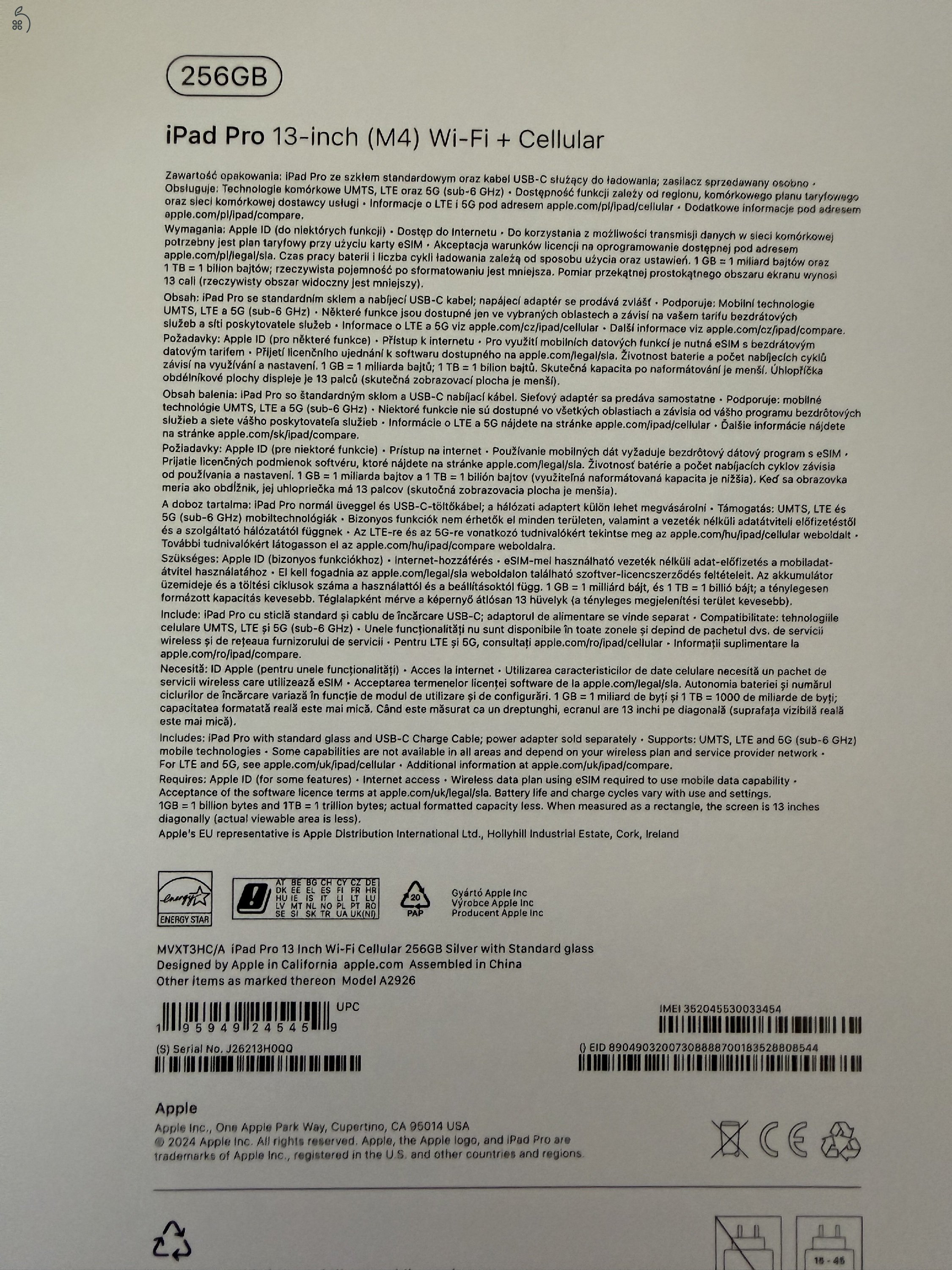 iPad Pro 13 M4 Chip 256GB Wifi+ cellular