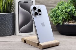 Hibátlan iPhone 15 Pro White Titanium 128GB 2 ÉV Garanciával 92%