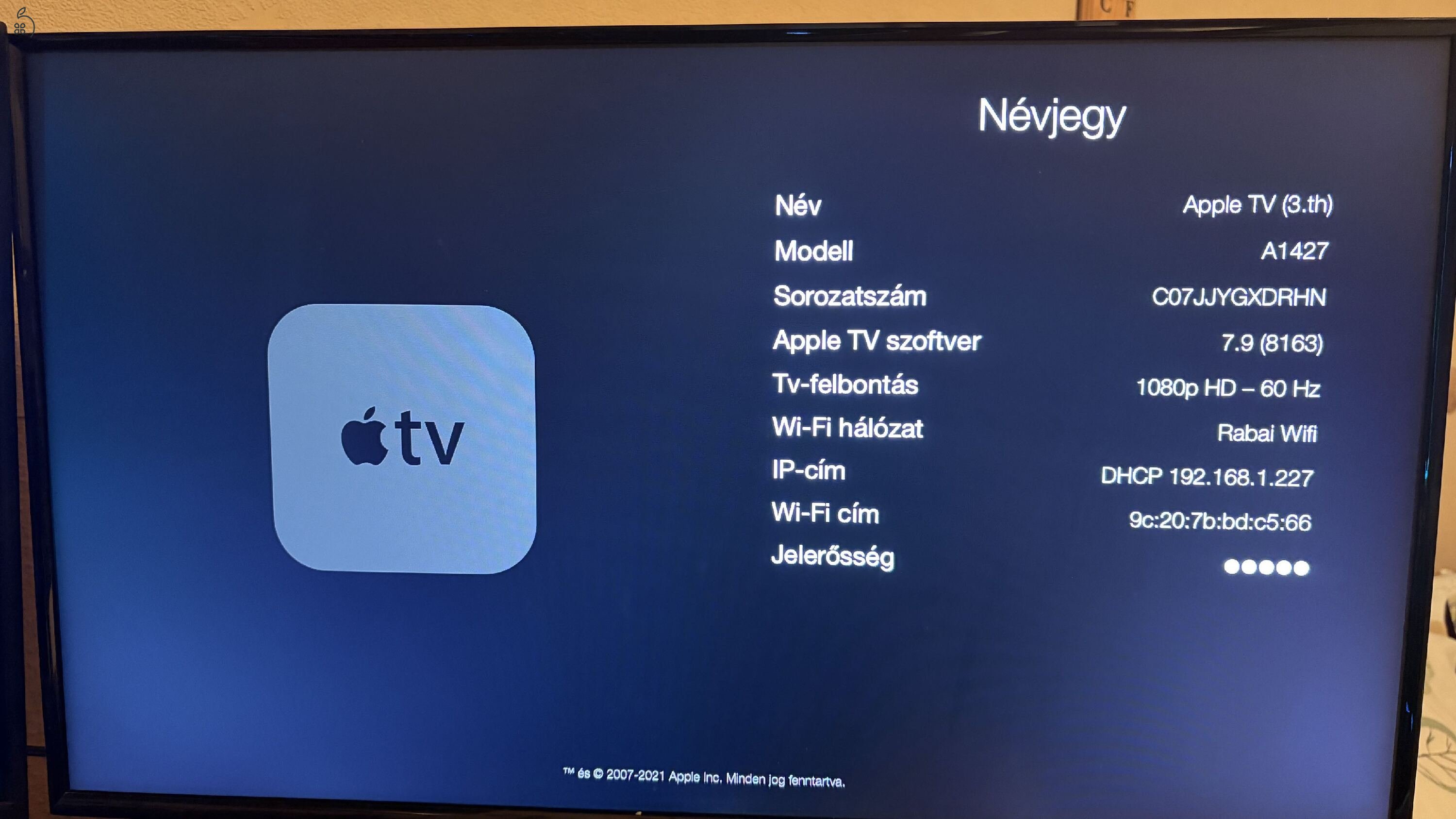Apple TV 3. generáció (A1427) – komplett, hibátlan működéssel