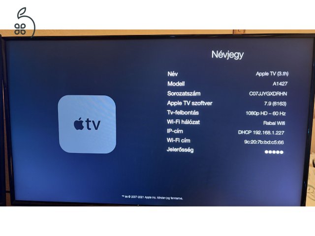 Apple TV 3. generáció (A1427) – komplett, hibátlan működéssel