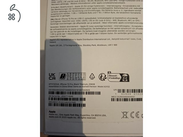iPhone 15Pro Black Titanium 256GB – ÚJSZERŰ – 100% GYÁRI AKKSI!!!