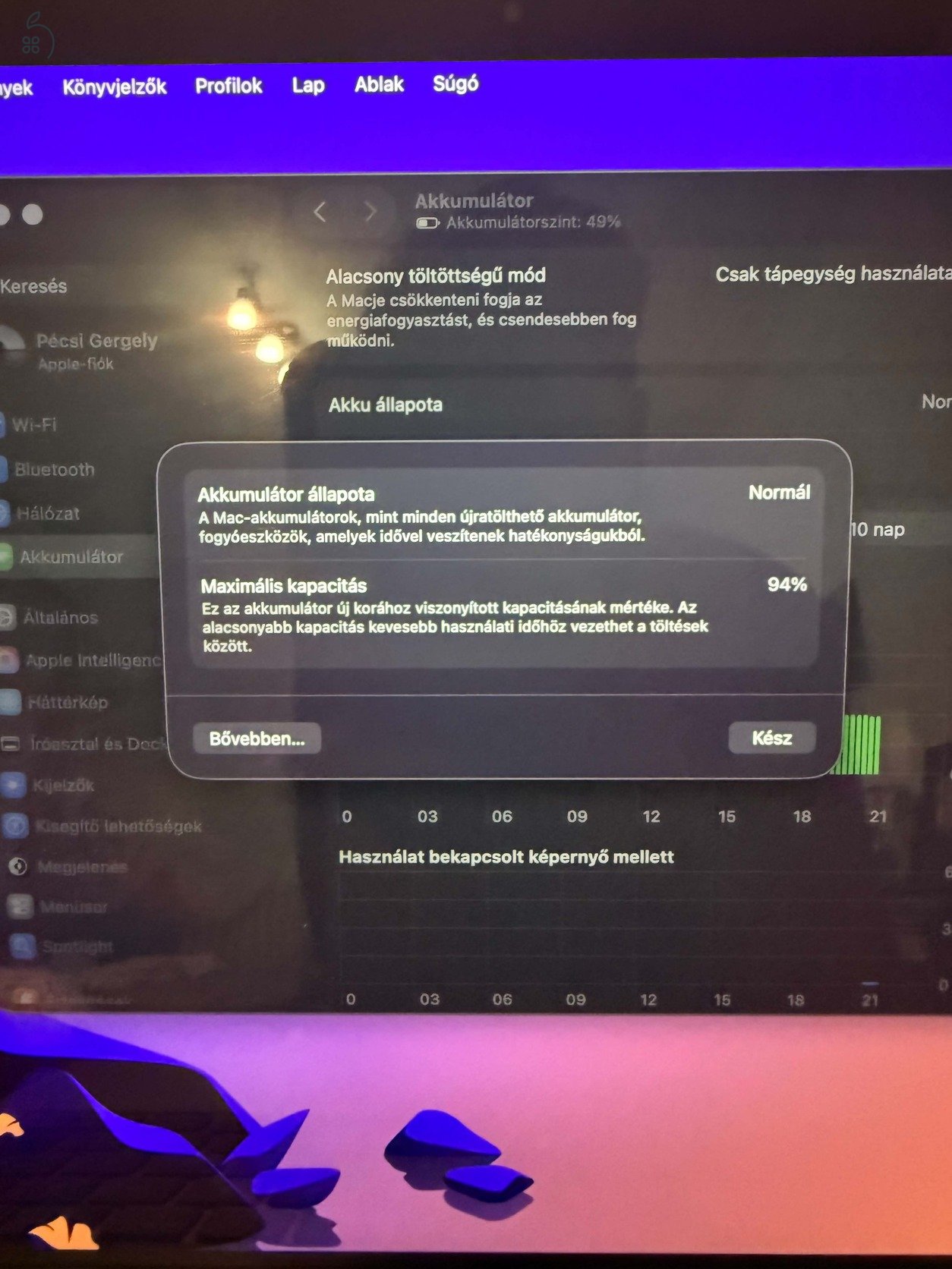 MacBook Pro 2020 M1 - 8GB/512GB - 94% akksi, 156 ciklus