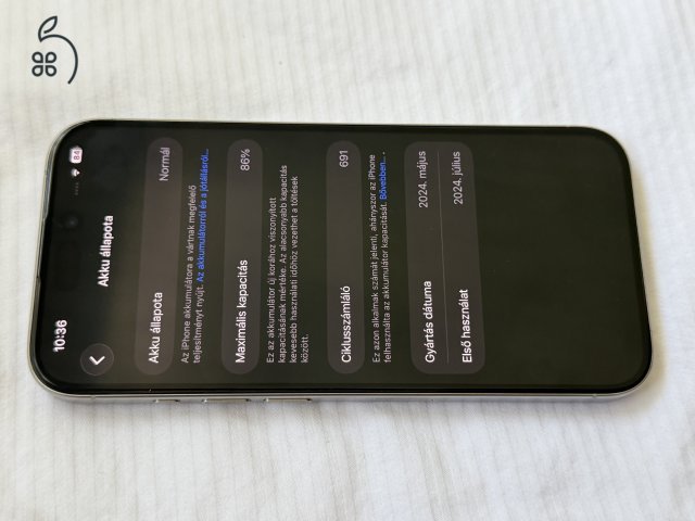Apple iPhone 15pro 128GB (Titán Fehér)