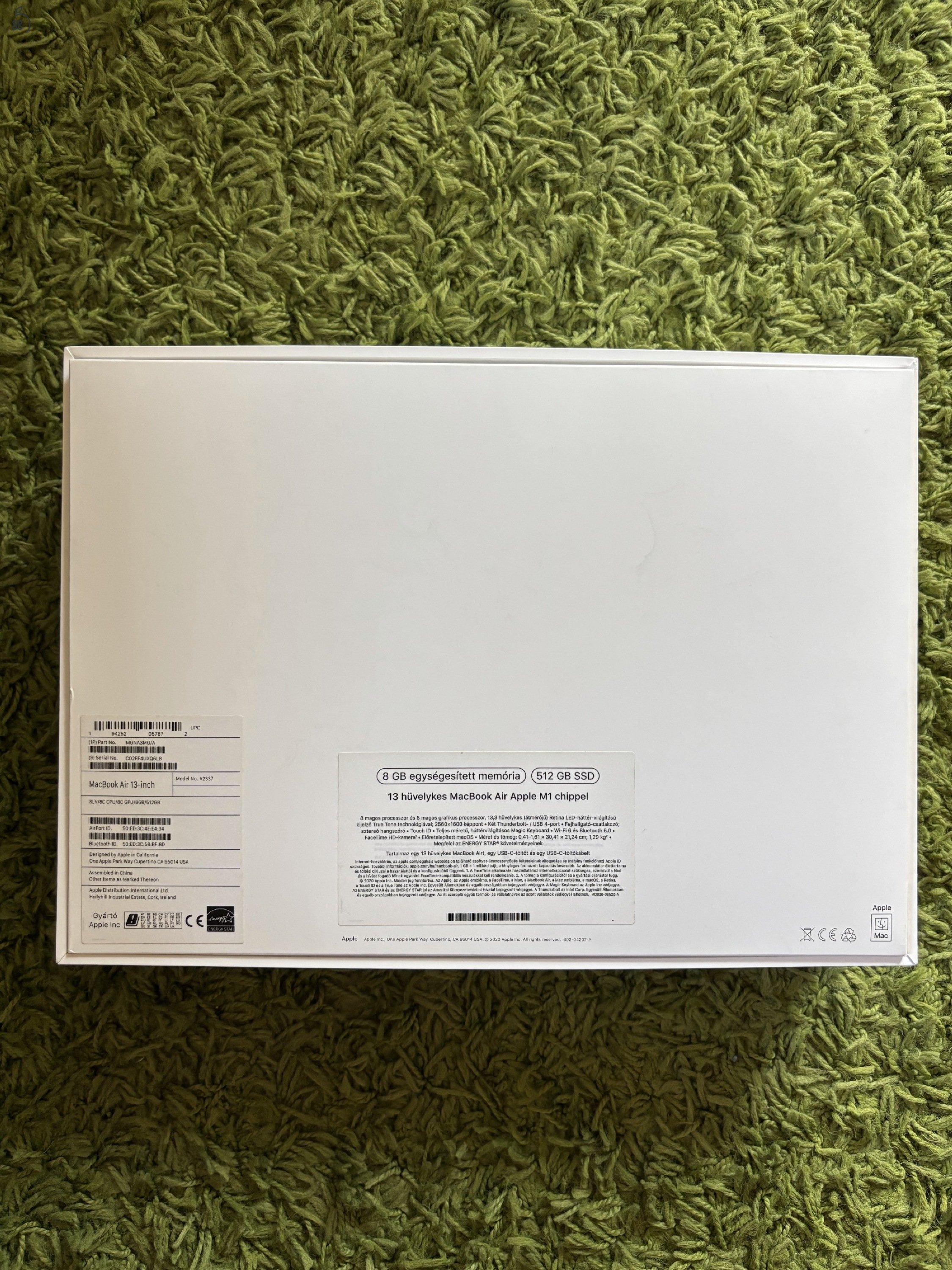 Apple MacBook Air (M1, 2020) 13” 8GB / 512GB, magyar billentyűzet, szép állapot