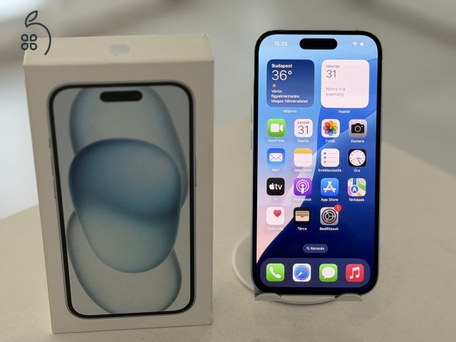 iPhone 15 128GB Független KÉK Mint Az Új/1 hónap gar./Akku 91%/p4973
