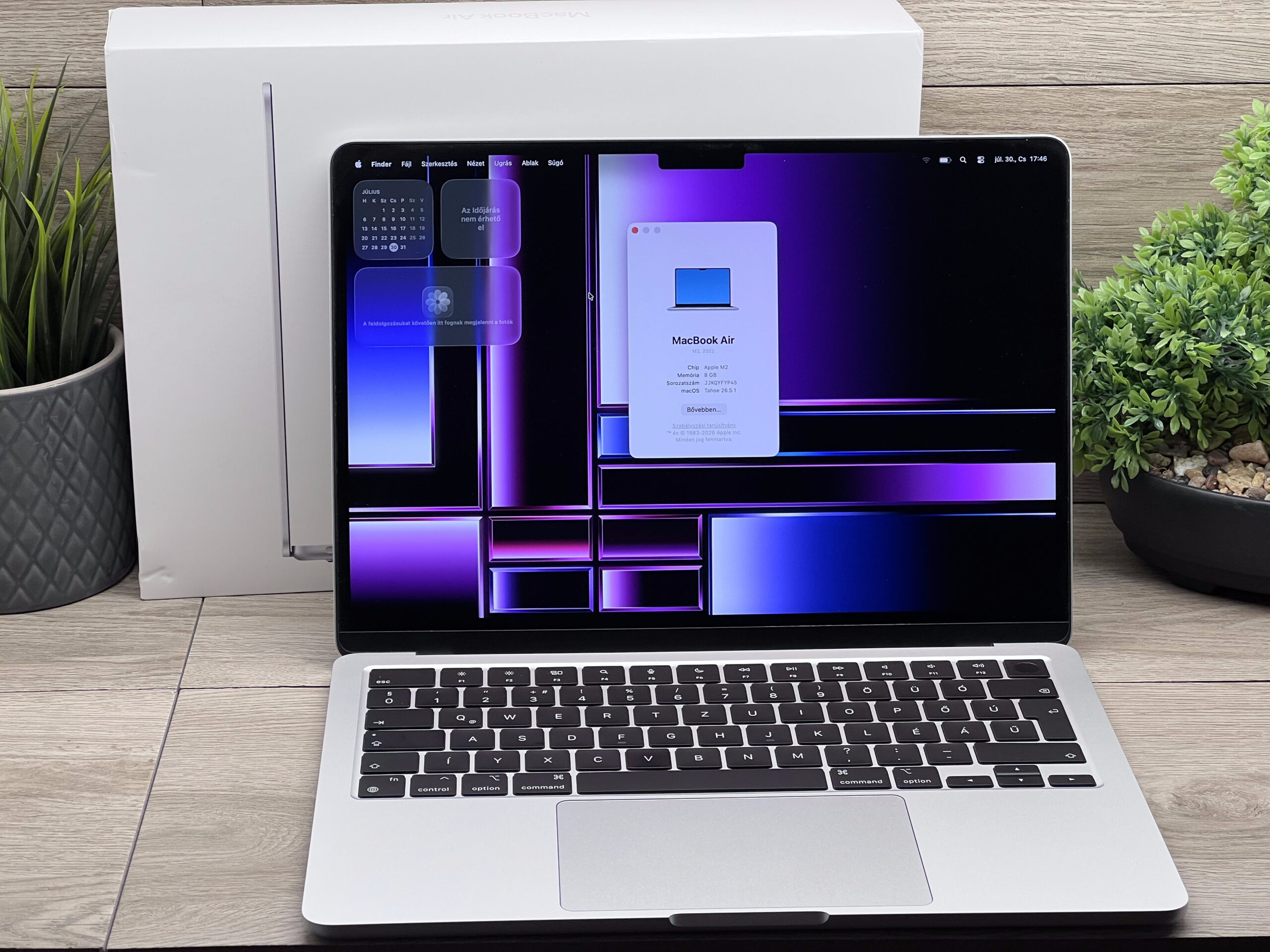 Hibátlan MacBook Air 2022 M2 13” 256GB 8GB 2 ÉV Garanciával 94%