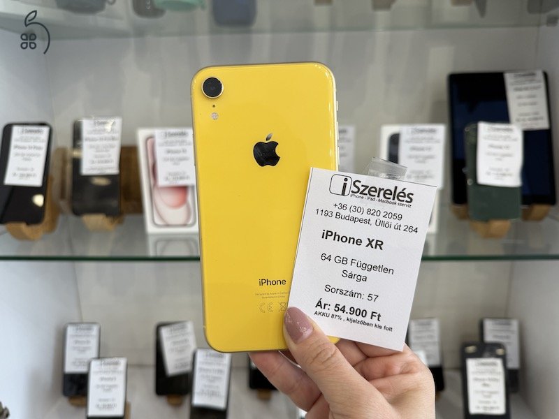 iPhone XR 64GB független citromsárga akku 87% garanciával (57) iSzerelés.hu