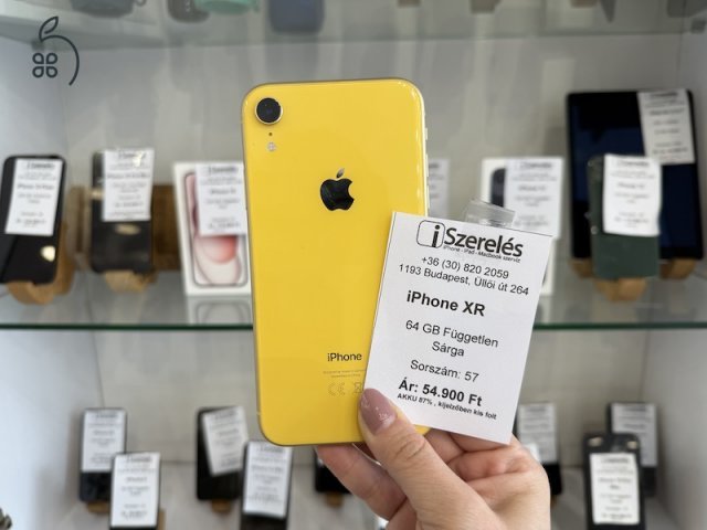 iPhone XR 64GB független citromsárga akku 87% garanciával (57) iSzerelés.hu