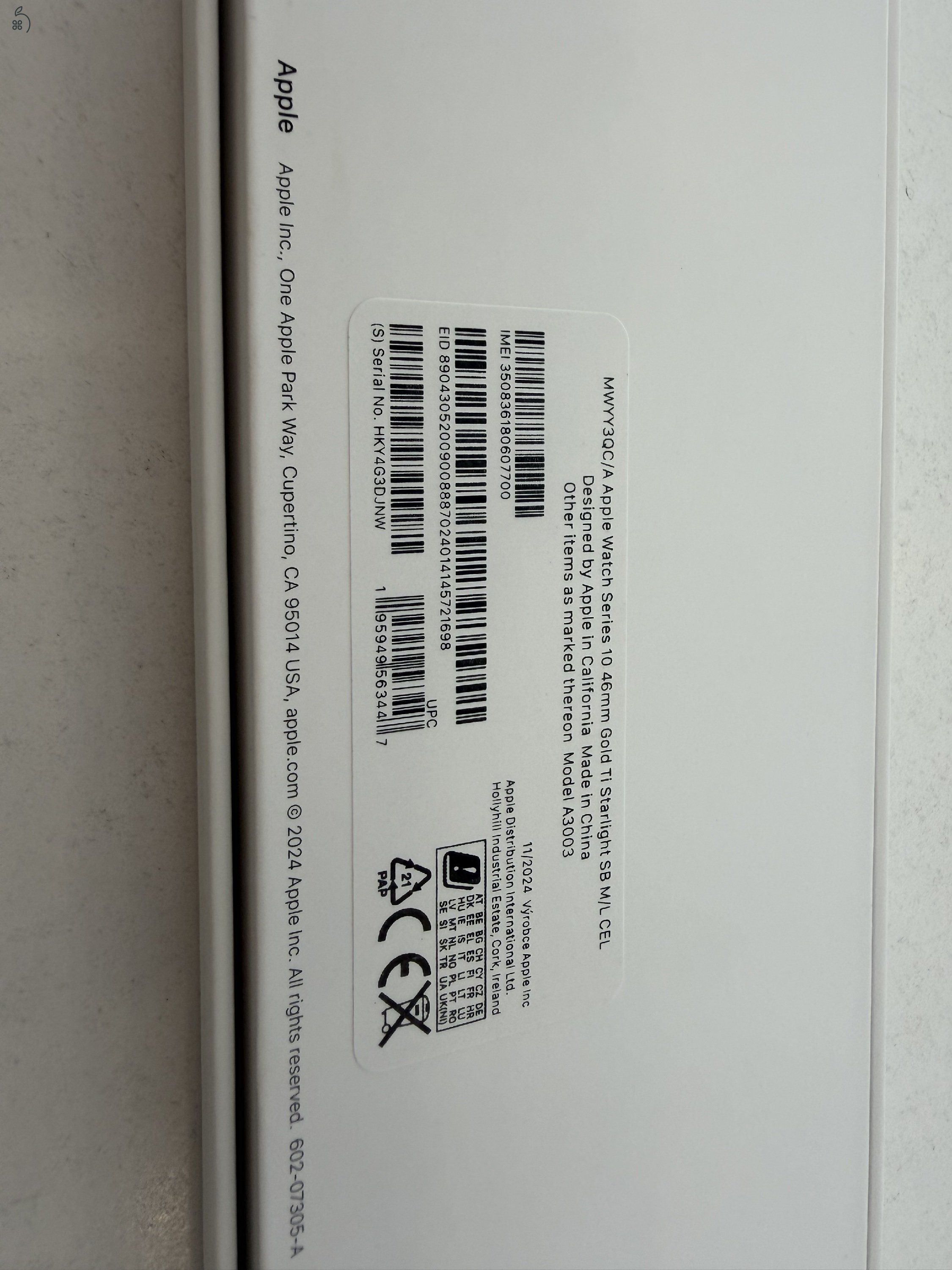 Apple Watch 10 46mm TITÁNIUM Cellular/1 hónap gar./Hibátlan/Akku 96%/p4977