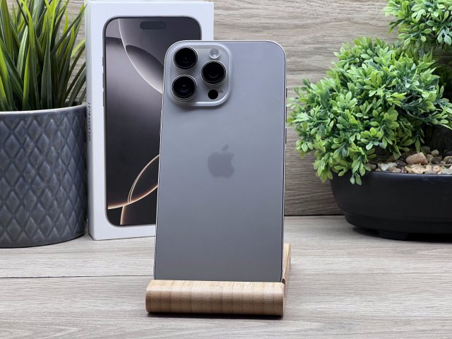 Hibátlan iPhone 16 Pro Max Natural titanium 256GB 2 ÉV Garanciával 90%