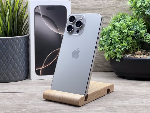 Hibátlan iPhone 16 Pro Max Natural titanium 256GB 2 ÉV Garanciával 90%