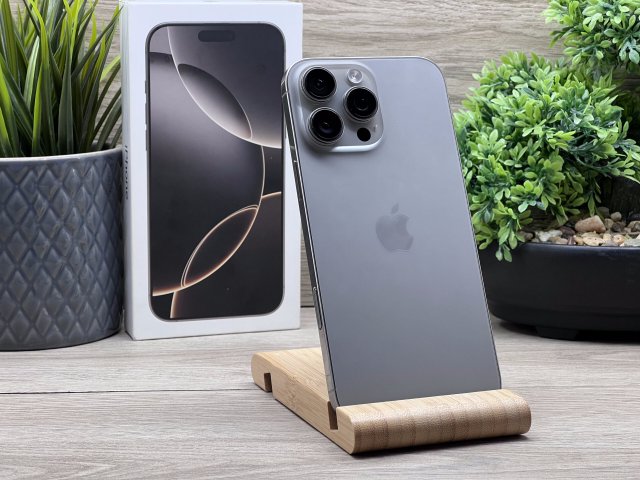 Hibátlan iPhone 16 Pro Max Natural titanium 256GB 2 ÉV Garanciával 90%