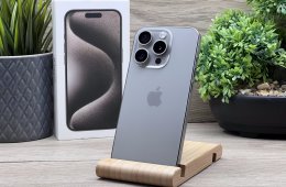 Hibátlan iPhone 15 Pro Natural Titanium 128GB 2 ÉV Garanciával