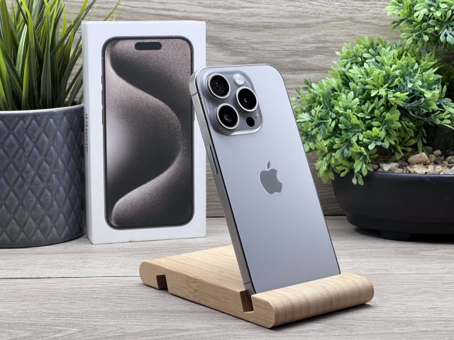 Hibátlan iPhone 15 Pro Natural Titanium 128GB 2 ÉV Garanciával
