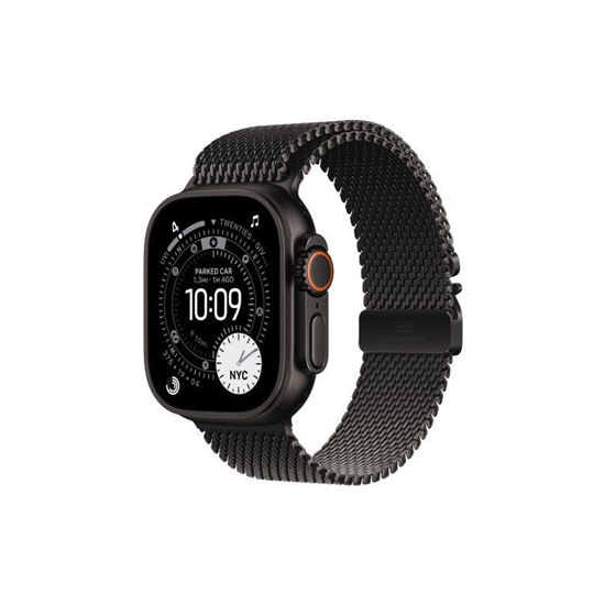 Apple Watch Ultra 3 Cellular 49mm Black Titanium Case with Black Titanium Milanese Loop - Large