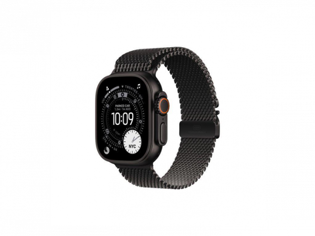 Apple Watch Ultra 3 Cellular 49mm Black Titanium Case with Black Titanium Milanese Loop - Large