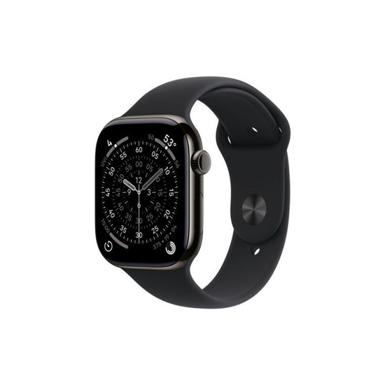 Apple Watch S11 Cellular 46mm Slate Titanium Case with Black Sport Band - S/M