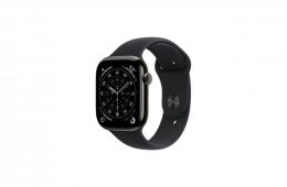 Apple Watch S11 Cellular 46mm Slate Titanium Case with Black Sport Band - S/M