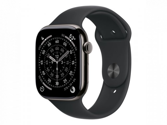 Apple Watch S11 Cellular 46mm Slate Titanium Case with Black Sport Band - S/M