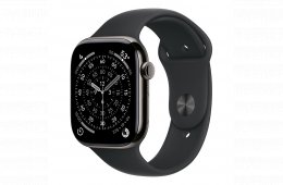 Apple Watch S11 Cellular 46mm Slate Titanium Case with Black Sport Band - S/M
