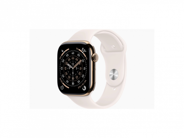 Apple Watch S11 Cellular 42mm Gold Titanium Case with Light Blush Sport Band - S/M