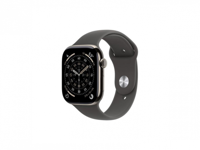 Apple Watch S11 Cellular 42mm Natural Titanium Case with Stone Grey Sport Band - S/M
