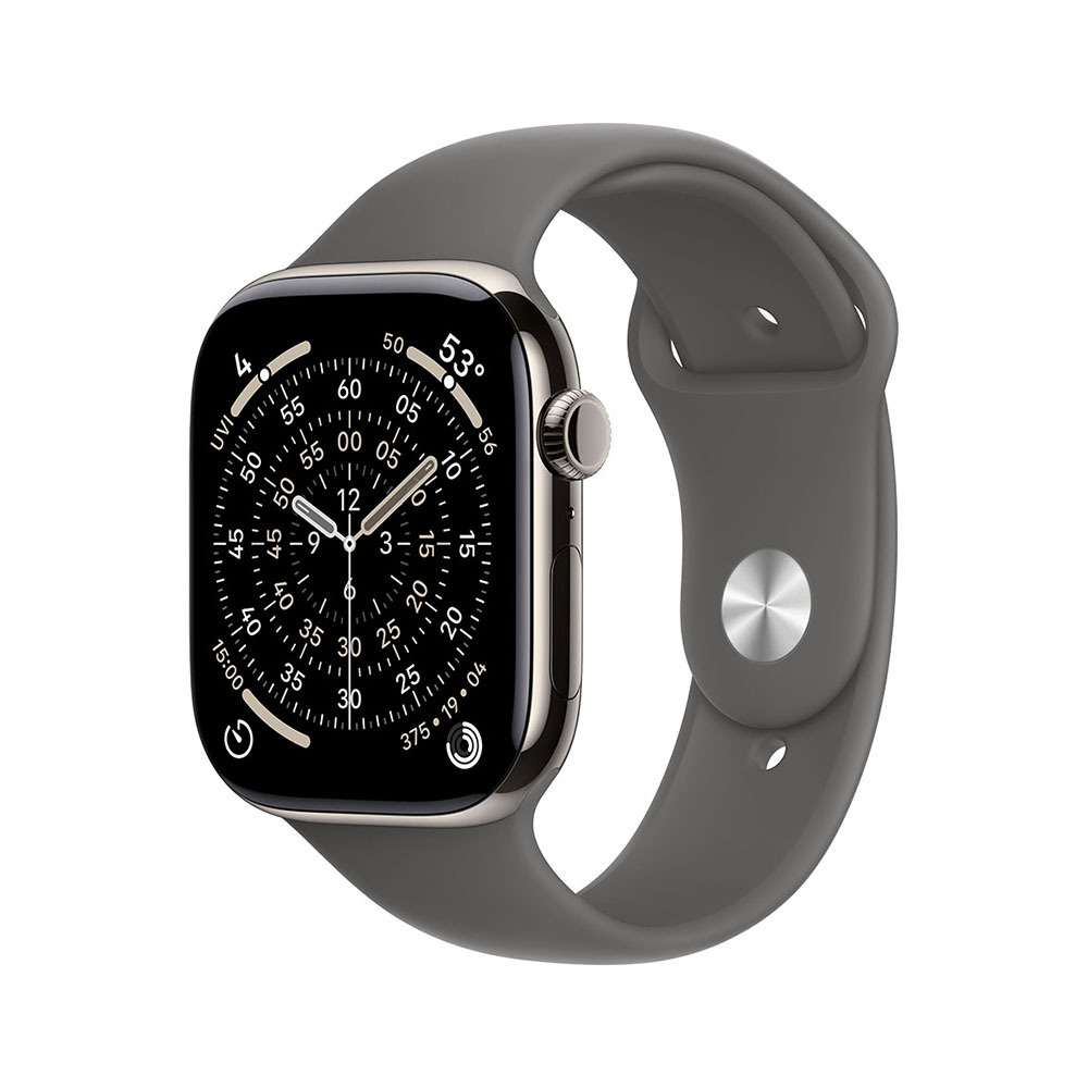 Apple Watch S11 Cellular 42mm Natural Titanium Case with Stone Grey Sport Band - S/M