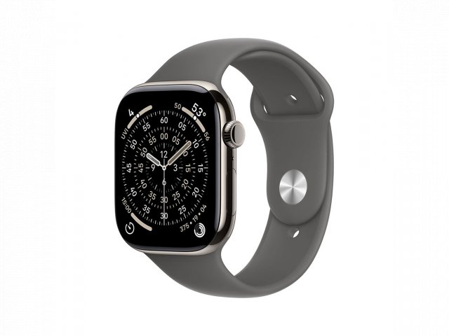 Apple Watch S11 Cellular 42mm Natural Titanium Case with Stone Grey Sport Band - S/M