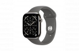 Apple Watch S11 Cellular 42mm Natural Titanium Case with Stone Grey Sport Band - S/M