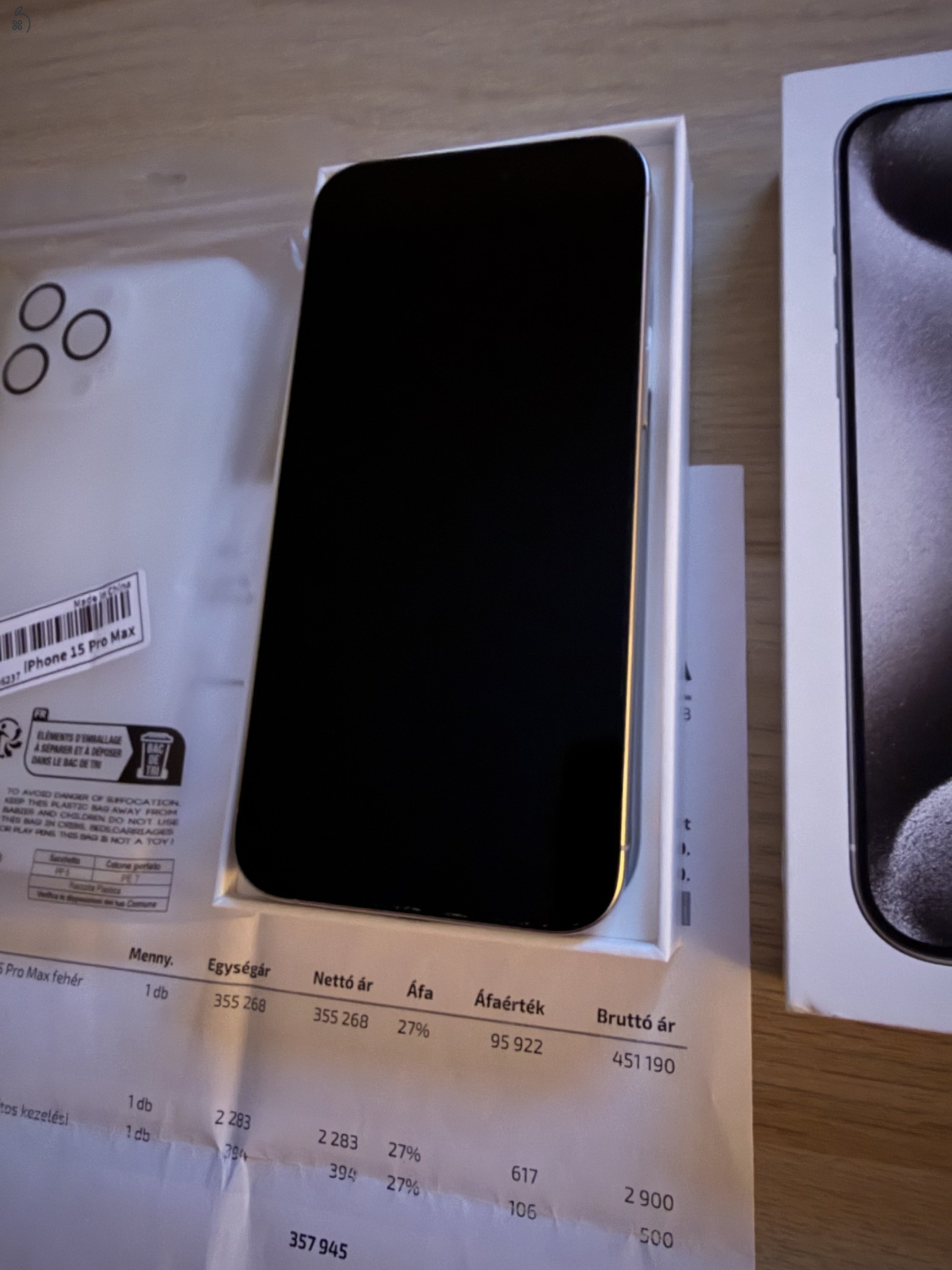 iPhone 15 Pro Max 256 GB – fehér titán