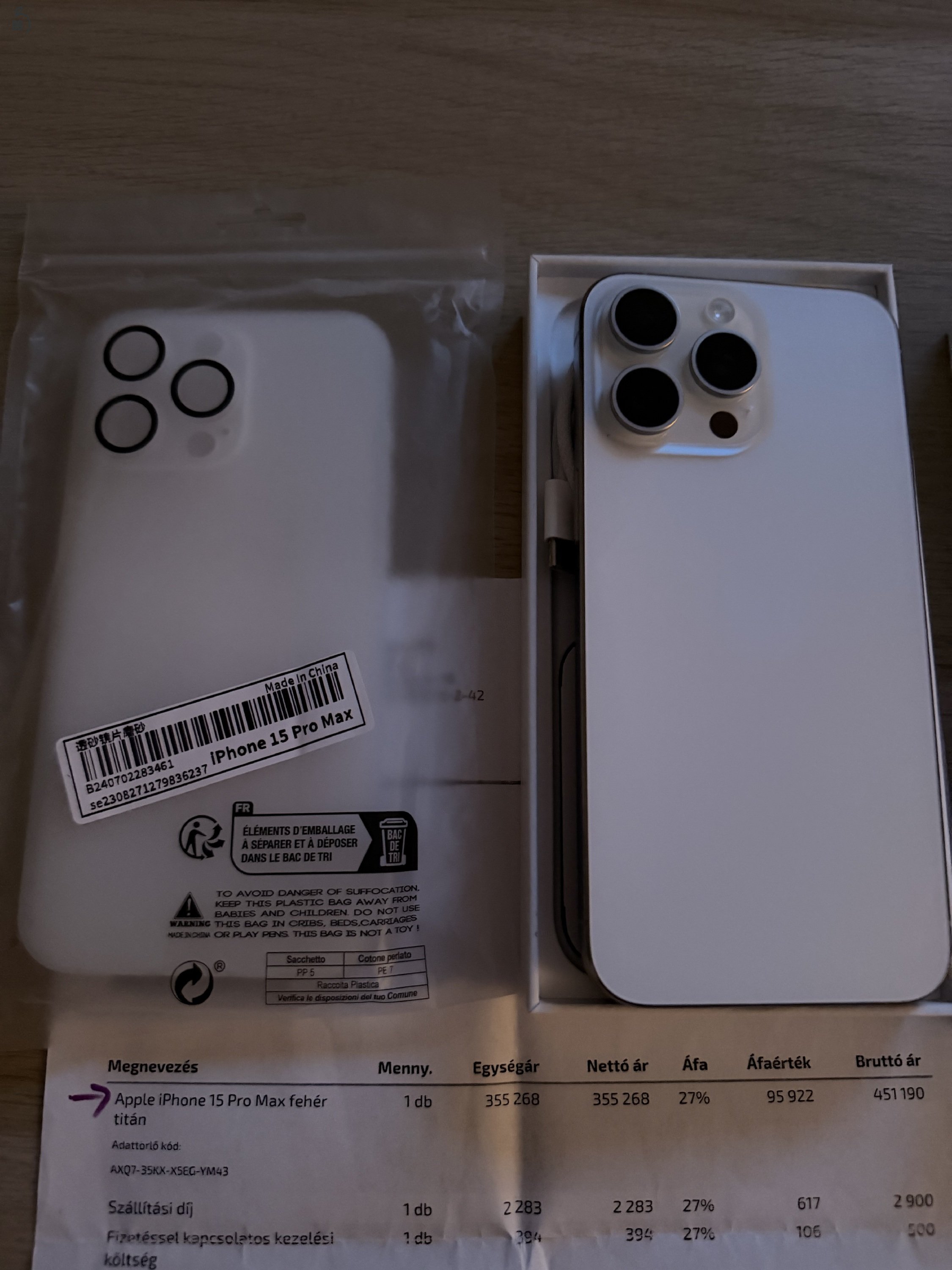 iPhone 15 Pro Max 256 GB – fehér titán