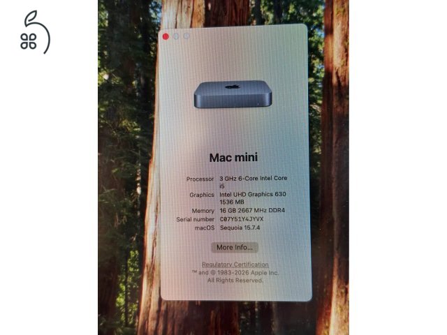 Mac Mini 2018 (i5 3 Ghz, 16 GB DDR4, 256 GB SSD) + Apple billentyűzet + Magic Mouse