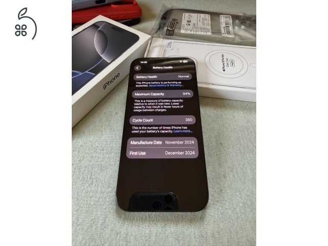 Eladó újszerű Apple iPhone 16 Pro Max 256 GB -garanciális, sok tartozék