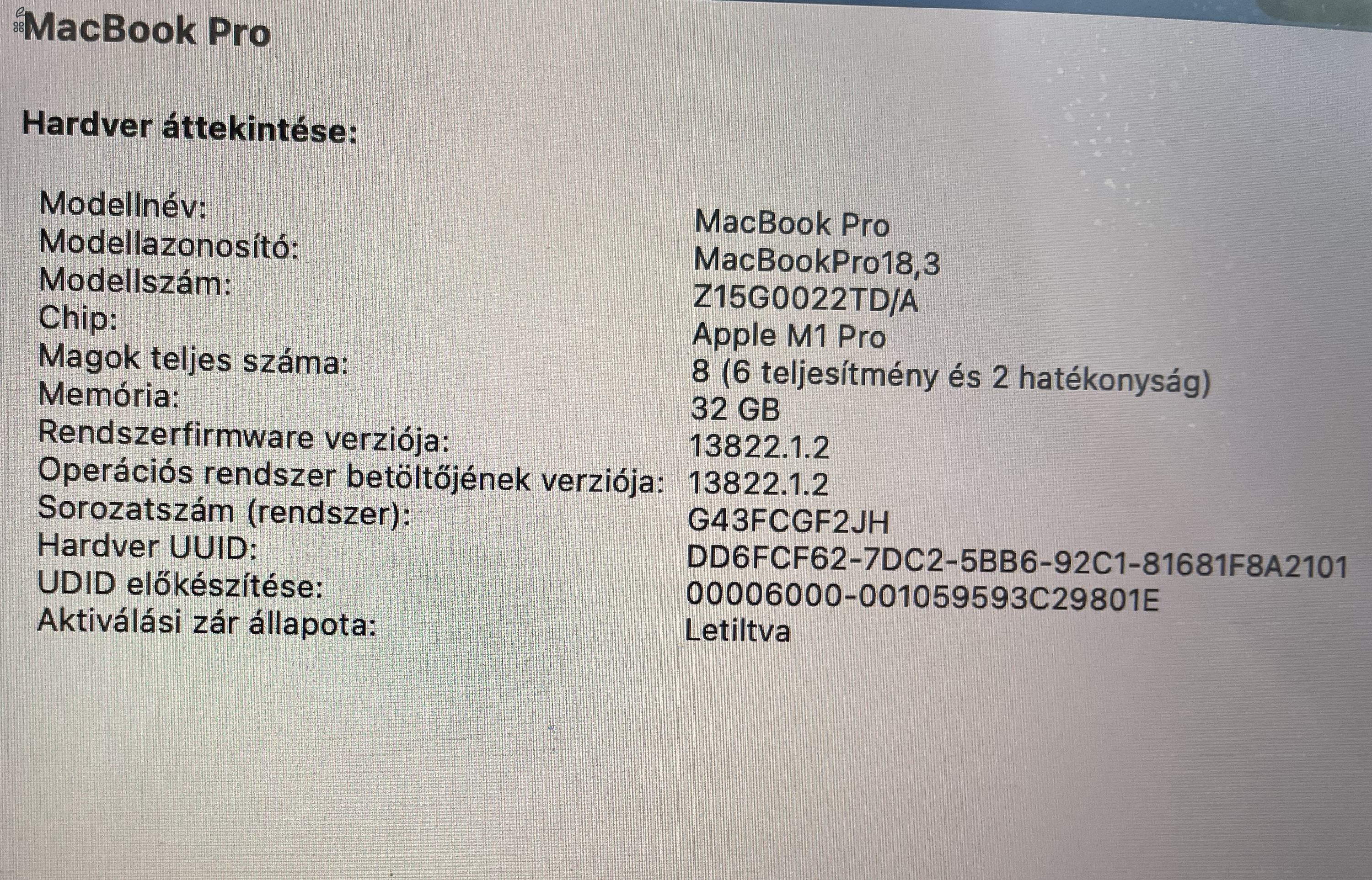 Keveset használt hibátlan MacBook Pro (M1) eladó