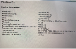 Keveset használt hibátlan MacBook Pro (M1) eladó
