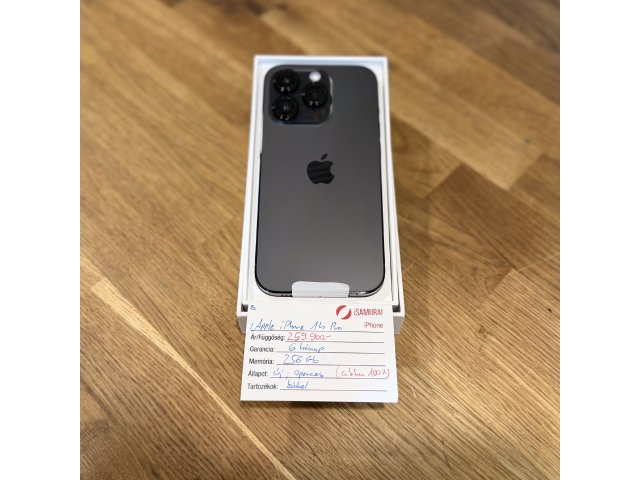 1. Apple iPhone 14 Pro – 256GB – Space Black – Akku 100% – ÚJ, 0 perces