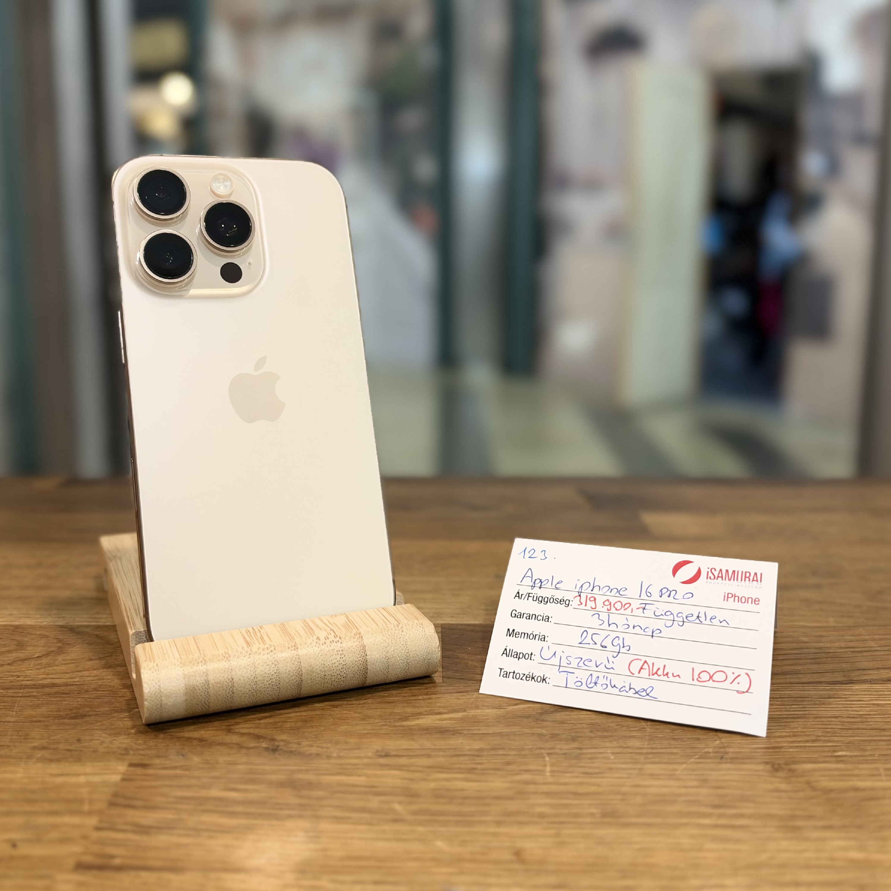 Apple iPhone 16 Pro - 256GB - Desert titán - Újszerű - Akku 100%  ( 123. )